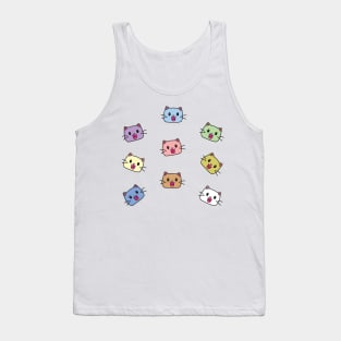 Cute Cat Face Sticker Pack 4 Tank Top